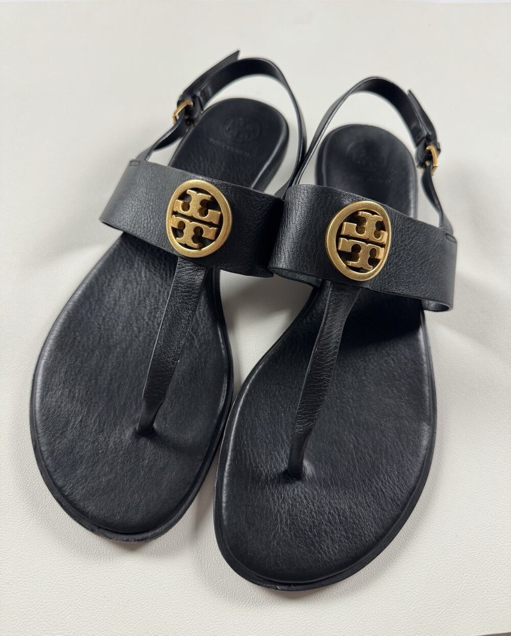 Tory Burch Sandals Womens Size 10 Black Benton 2 Flat Thong Flats